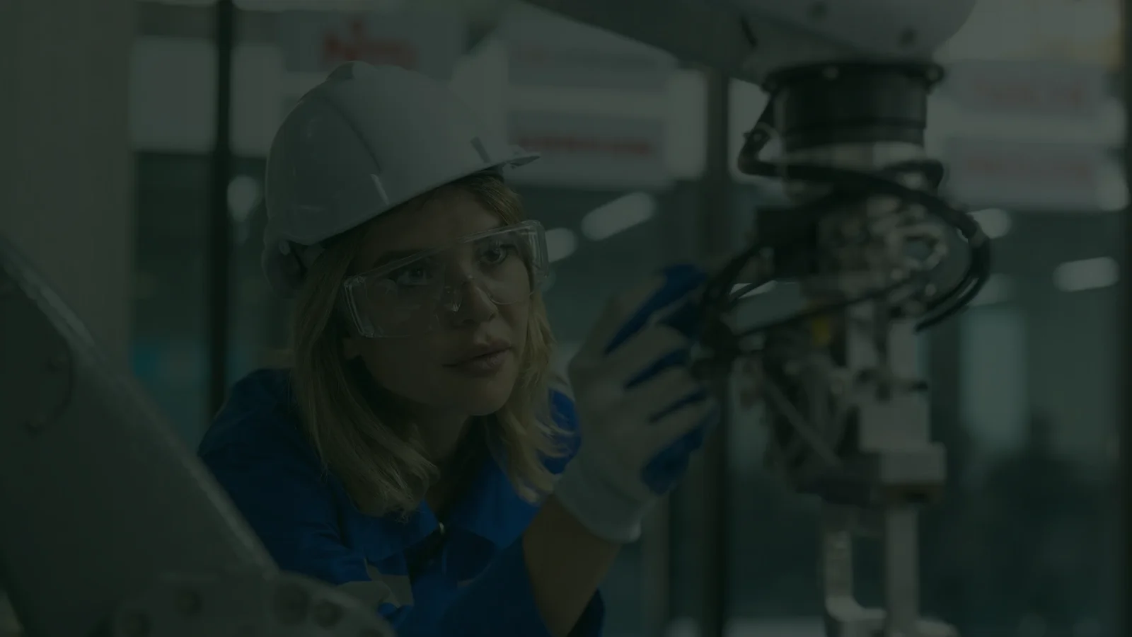 Industrial inspection technician in a workshop