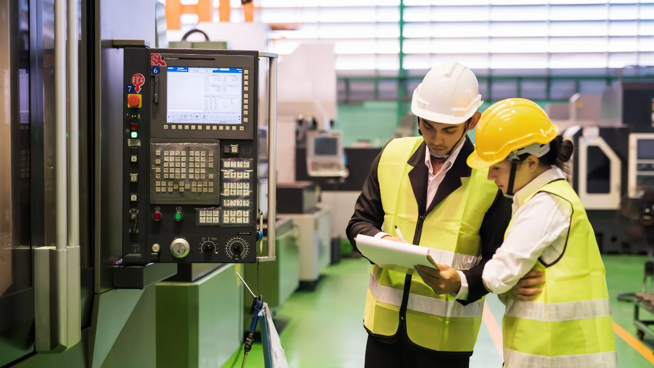 Technicien de maintenance utilisant une application métier sur le terrain